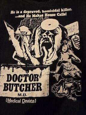 ☠️DOCTOR BUTCHER (ZOMBIE HOLOCAUST) - VINTAGE MOVIE SHIRT - MENS SIZE L